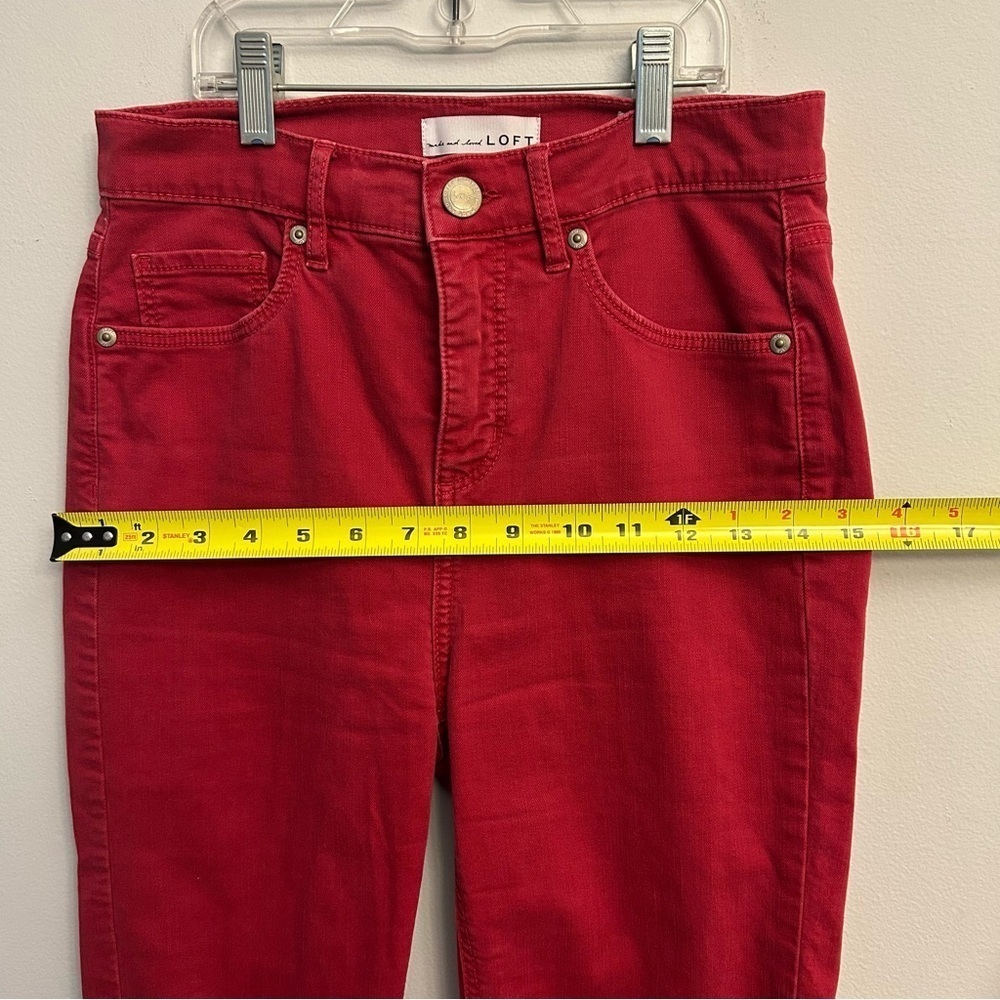 LOFT Red Skinny Jeans With Raw Hem Size 25/0 - Picture 7 of 9